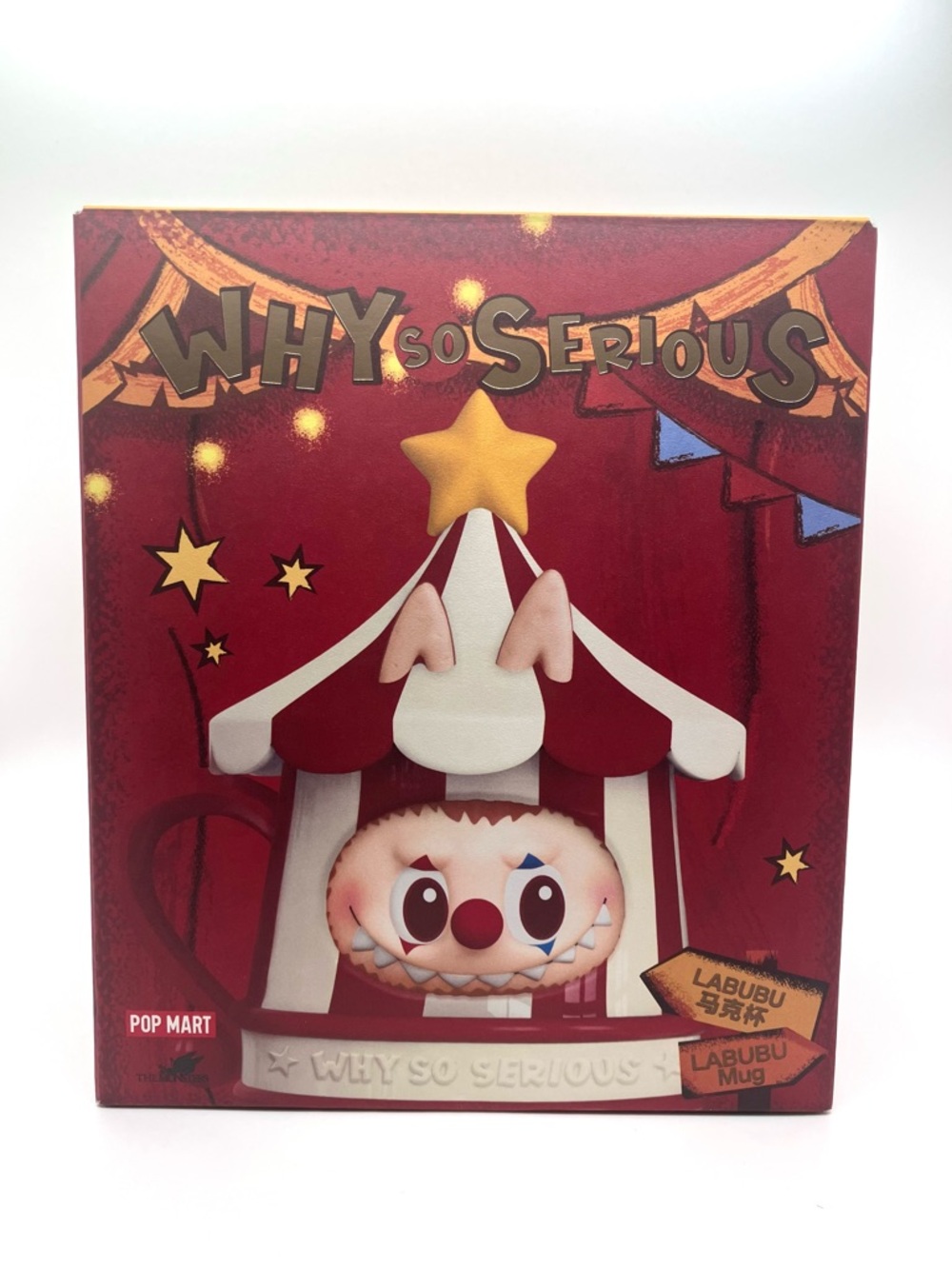 Pop Mart LABUBU Why So Serious Circus Clown Ceramic Lidded Mug- Red & White